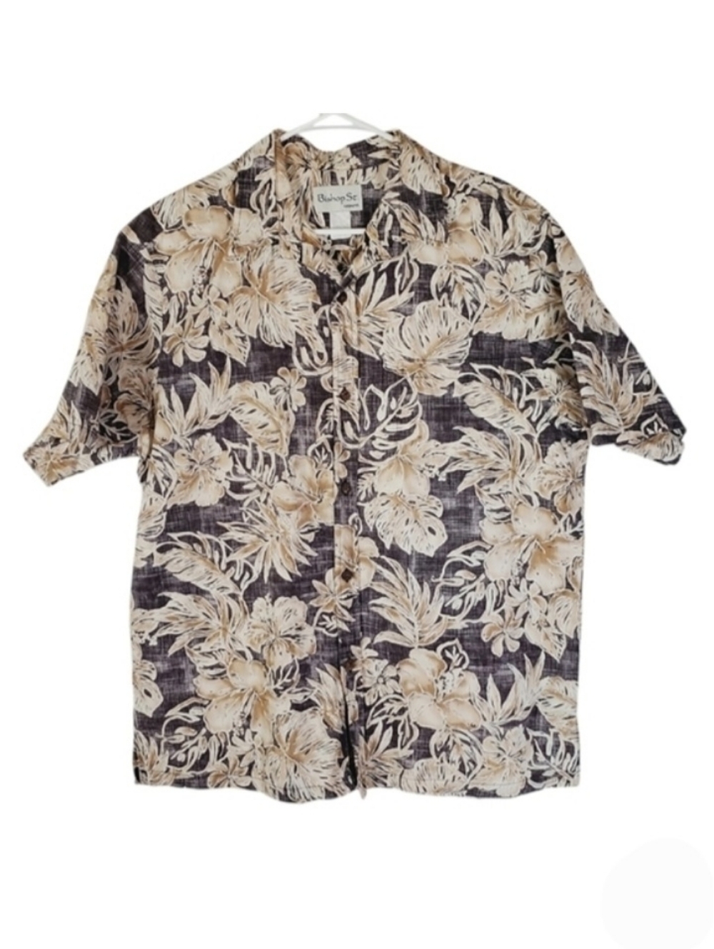 7259 * Bishop St. Apparel Hawaiian Print Button Down Size XL Vintage
